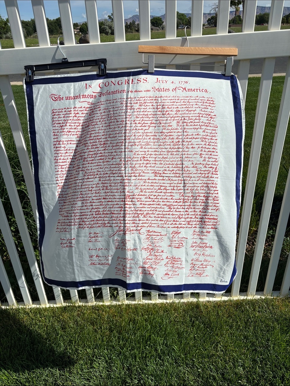 Echo Silk Scarf Declaration of Independence July 4 1776, Vintage 1970’s EUC